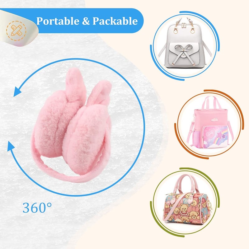 Peecabe Winter Kids Earmuffs Warm Girl Ear Muffs For Toddler Kid Children Earmuff with Cat Ears Girls Ear Warmer (Pink Bunny) - Image 5